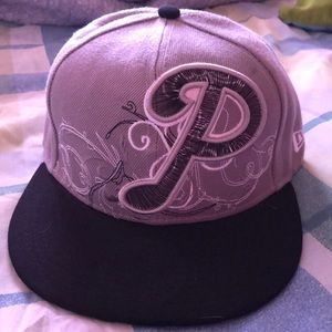 Grey Phillies embroidered style fitted cap